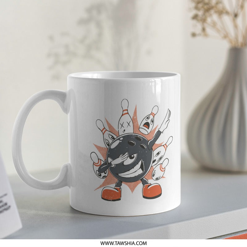 Cartoon Bowling Character Dabbing on Ceramic Mug product