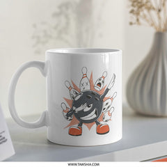 Cartoon Bowling Character Dabbing on Ceramic Mug product