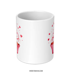 Cupcake Mug, Watercolor Design, Heart Decor, Sweet Treat, Valentines Day Gift, Coffee Lover Gift, Unique Mug, Novelty Gift, Dessert Mug - Tawshia