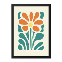 Floral Wall Art Print, Abstract Daisy, Modern Botanical Wall Decor, Retro Flower Art Print, Orange and Teal Flower Artwork - Tawshia