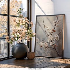 Cherry Blossom Wall Art, Floral Wall Decor, Japanese Art Print, Botanical Wall Hanging, Spring Decor, Minimalist Art, Nature Wall Decor - Tawshia