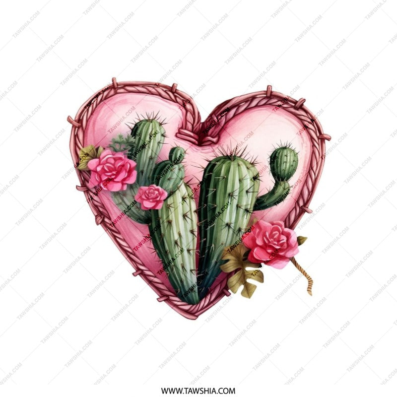 Cactus Heart Pillow, Floral Accent Pillow, Desert Decor Pillow, Love Cactus, Pink Heart Pillow, Home Decor Accent, Trendy Pillow - Tawshia