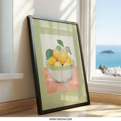 Lemon Still Life Wall Art, Fruit Bowl Print, Kitchen Decor, Citrus Painting, Modern Wall Decor, Botanical Art Print, Home Decor Art - Tawshia
