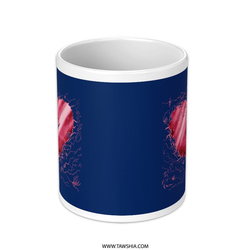Heart Pattern with Blue Background Mug product type