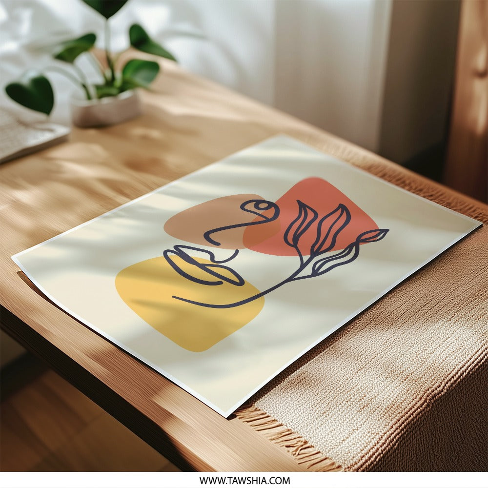 Abstract Face Line Art, Minimalist Photographic Print, Modern Art Decor, Boho Wall Art, Home Decor Print, Stylish Gift Idea - Tawshia