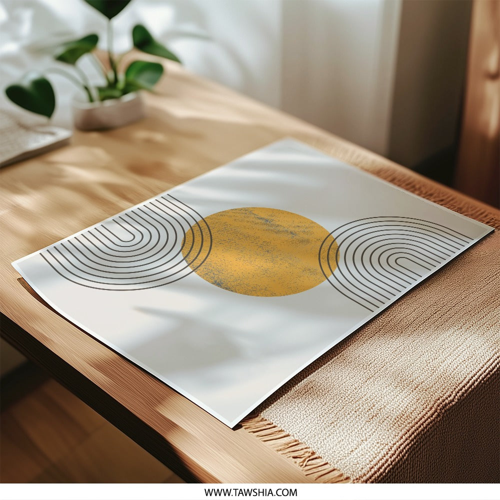 Minimalist Photographic Print, Abstract Wall Art, Boho Home Decor, Geometric Circle and Arches, Modern Art Print, Neutral Tones - Tawshia
