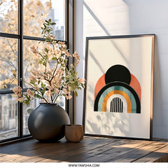 Modern Geometric Wall Art, Abstract Rainbow Print, Minimalist Decor, Arches and Circle Design, Contemporary Art, Home Decor, Wall Decor - Tawshia