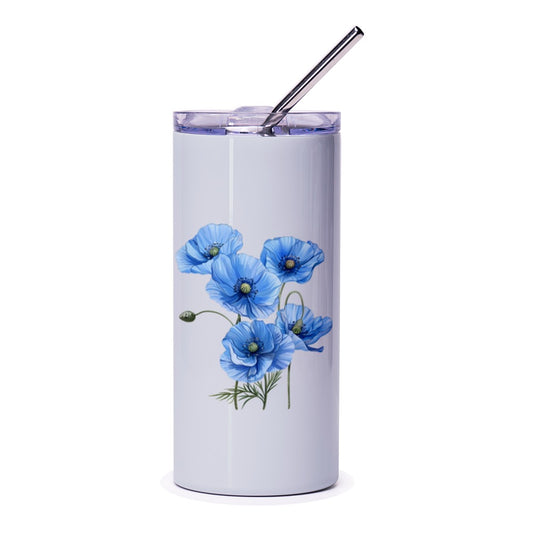 Blue Poppy Tumbler, Floral Tumbler, Flower Lover Gift, Spring Tumbler, Gift For Her, Unique Tumbler, Botanical Tumbler, Trending Tumbler - Tawshia