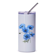 Blue Poppy Tumbler, Floral Tumbler, Flower Lover Gift, Spring Tumbler, Gift For Her, Unique Tumbler, Botanical Tumbler, Trending Tumbler - Tawshia