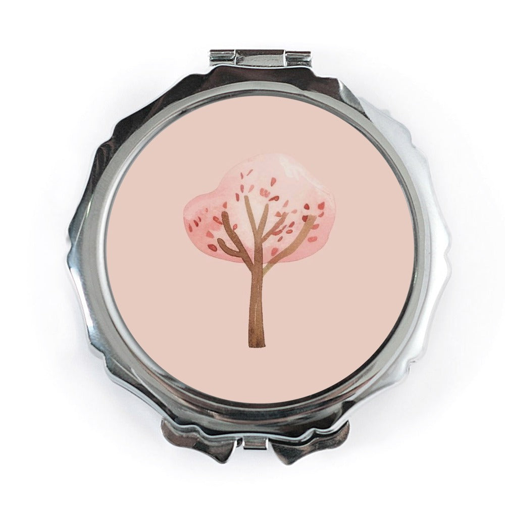 Pink Blossom Tree Pocket Mirror, Floral Compact Mirror, Aesthetic Makeup Mirror, Personalized Gift Idea, Cute Travel Mirror - Tawshia