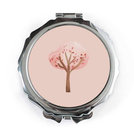 Pink Blossom Tree Pocket Mirror, Floral Compact Mirror, Aesthetic Makeup Mirror, Personalized Gift Idea, Cute Travel Mirror - Tawshia