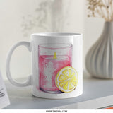 Pink Candle Mug, Lemon Slice, Watercolor Mug, Cute Coffee Mug, Tea Cup, Aesthetic Drinkware, Unique Mug Gift, Colorful Mug, Pretty Mug - Tawshia