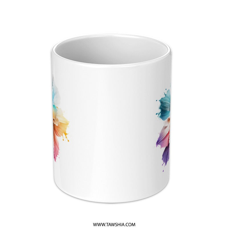 Watercolor Floral Mug, Rainbow Flower Coffee Mug, Artistic Flower Mug, Beautiful Flower Mug, Gift For Her, Flower Lover Gift, Mug For Tea - Tawshia