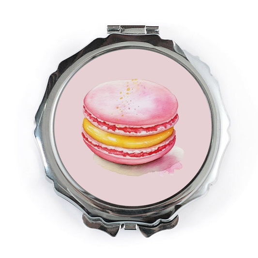 Pink Macaron Pocket Mirror, Cute Food Art, Sweet Treat Gift, Portable Makeup Mirror, Travel Mirror, Everyday Carry - Tawshia