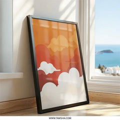 Orange Sky Wall Art, Cloudscape Print, Modern Wall Decor, Abstract Art Print, Atmospheric Wall Hanging, Home Decor, Cloud Wall Art - Tawshia
