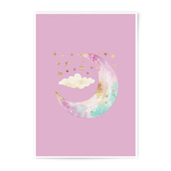 Moon Stars Cloud Photographic Print, Pastel Art Print, Nursery Decor, Celestial Wall Art, Dreamy Home Decor - Tawshia