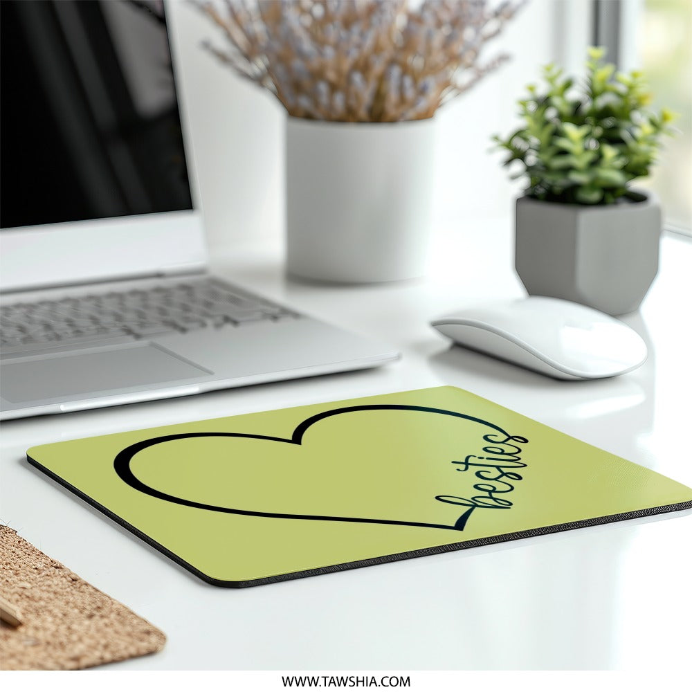 Besties Heart Mouse Pad, Cute Friends Mousepad, BFF Gift, Friendship Mousepad, Best Friend Mousepad, Office Decor, Desk Accessories - Tawshia