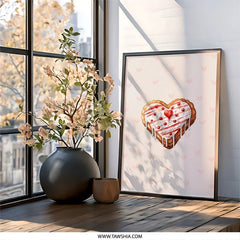 Heart Cookie Wall Art, Valentine's Decor, Sweet Treat Print, Cute Food Art, Kitchen Wall Art, Whimsical Art, Valentine's Gift - Tawshia