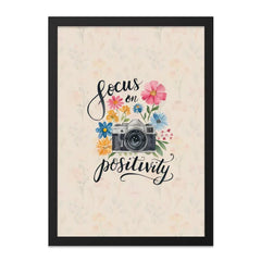Focus on Positivity Wall Art, Camera and Floral Print, Inspirational Wall Decor, Positive Affirmation Art, Unique Home Decor - Tawshia