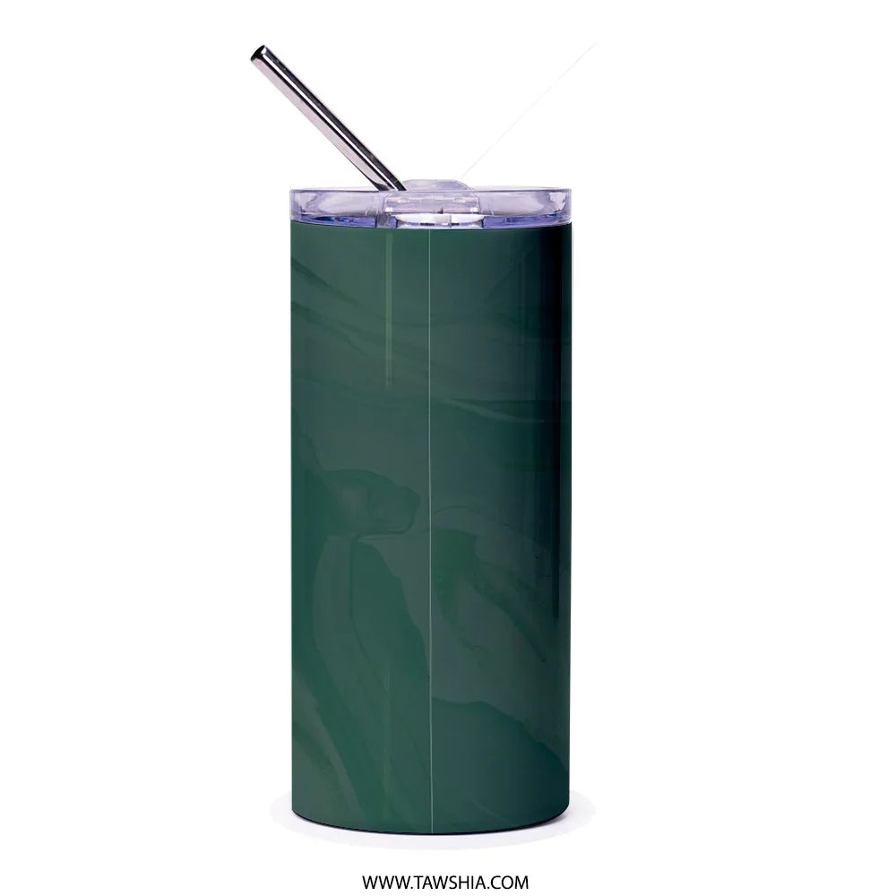 Marble Design Green Travel Tumbler with Straw product