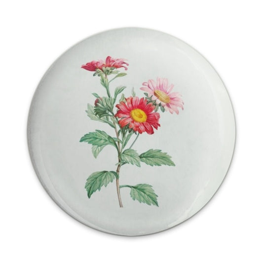 Floral Pinback Button, Aster Flowers Button, Botanical Badge, Flower Lover Gift, Garden Decor Button, Vintage Style Button, Cute Button - Tawshia