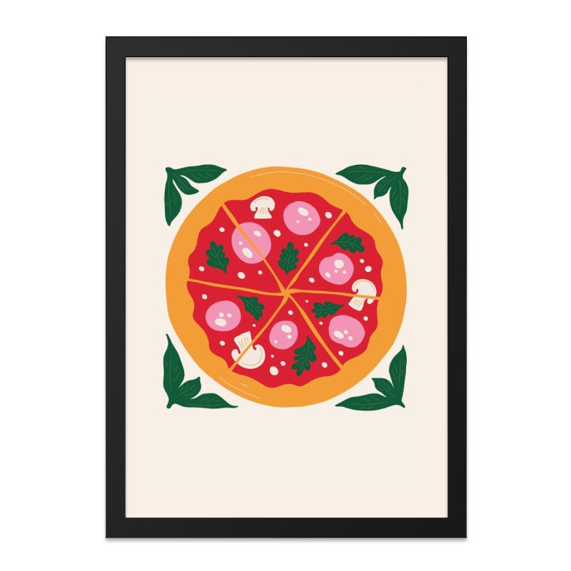 Pizza Wall Art, Foodie Decor, Kitchen Art Print, Cute Pizza Poster, Modern Wall Decor, Restaurant Art, Home Decor, Pizza Lover Gift - Tawshia