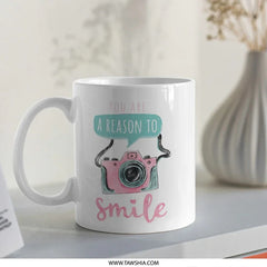 You Are A Reason To Smile Camera Mug, Inspirational Gift, Cute Mug, Photographer Gift, Coffee Mug, Tea Mug, Gift Idea - Tawshia