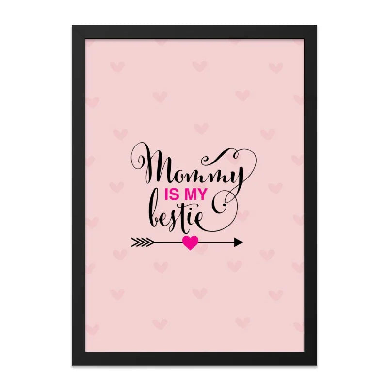 Mommy Bestie Wall Art, Mother's Day Gift Idea, Pink Heart Decor, Cute Mom Print, Trendy Home Decor, Unique Gifts for Mom - Tawshia