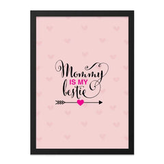 Mommy Bestie Wall Art, Mother's Day Gift Idea, Pink Heart Decor, Cute Mom Print, Trendy Home Decor, Unique Gifts for Mom - Tawshia