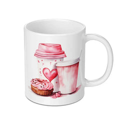 Pink Coffee Mug, Watercolor Mug, Donut Mug, Sweet Treat Mug, Coffee Lover Gift, Foodie Mug, Valentine's Day Gift Mug, Unique Mug Missing field - Tawshia
