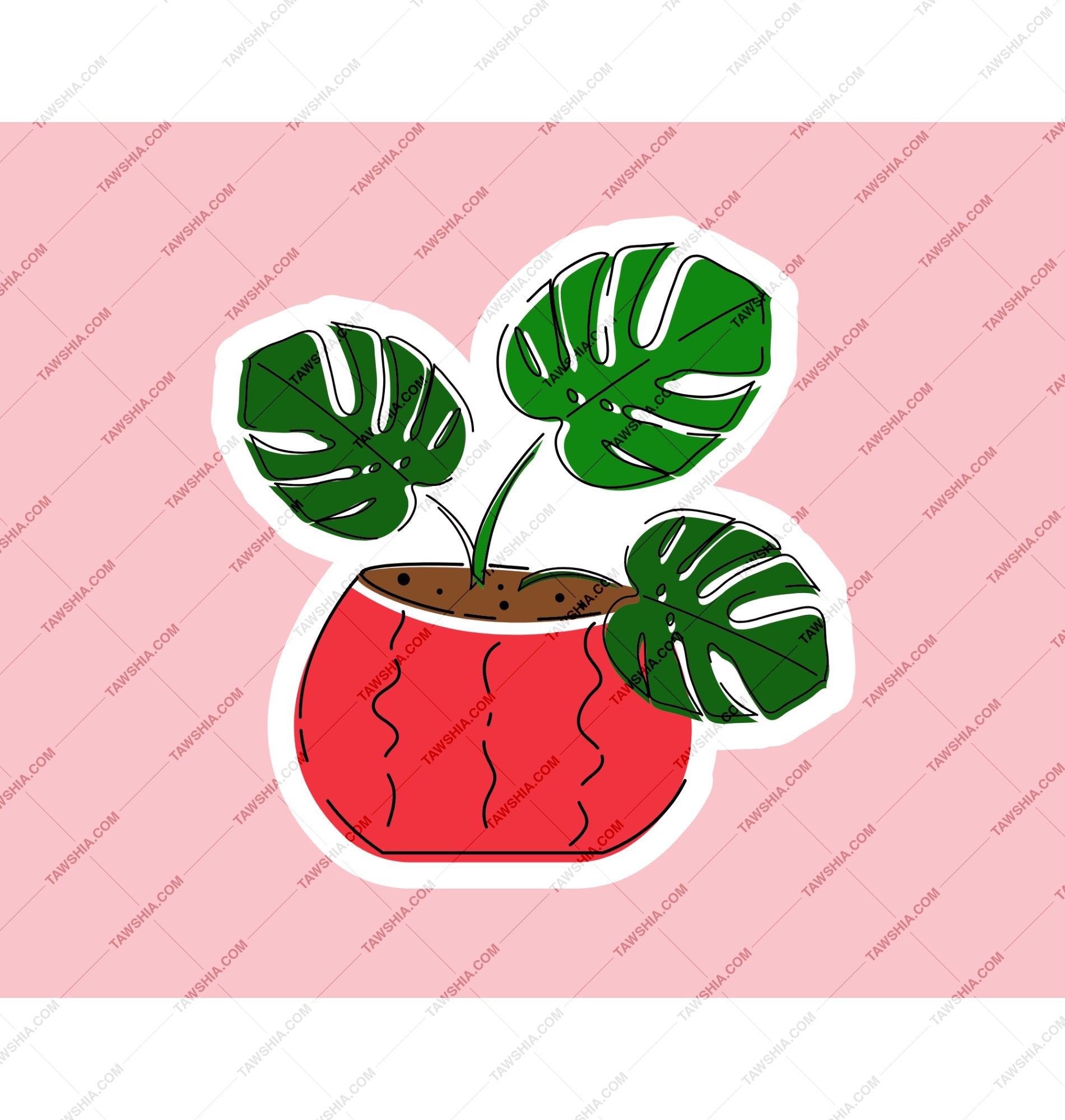 Potted Plant with Red Pot Sticker plant product