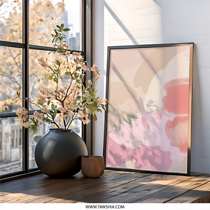 Abstract Blush Wall Art, Modern Pastel Print, Trendy Home Decor, Contemporary Painting, Stylish Wall Decor, Digital Art Prints - Tawshia
