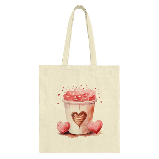 Heart Cupcake Tote Bag, Watercolor Valentines Bag, Cute Treat Canvas Bag, Sweet Love Gift, Everyday Shopping Bag, Valentines Gift for Her - Tawshia