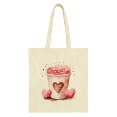 Heart Cupcake Tote Bag, Watercolor Valentines Bag, Cute Treat Canvas Bag, Sweet Love Gift, Everyday Shopping Bag, Valentines Gift for Her - Tawshia