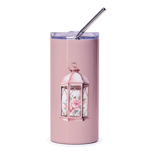 Lantern Tumbler, Floral Lantern, Unique Drinkware, Pink Lantern Tumbler, Gift for Her, Everyday Tumbler, Pretty Tumblers, Gifts for mom - Tawshia