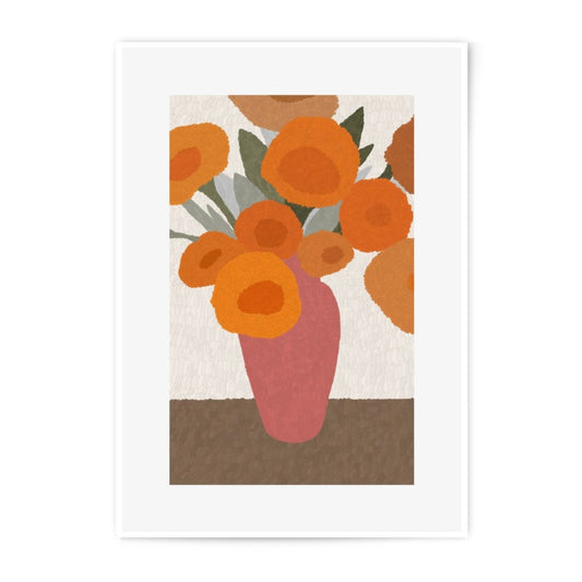 Orange Flowers Photographic Print, Floral Still Life Art, Modern Home Decor, Botanical Wall Art, Stylish Gift Idea, Unique Print - Tawshia