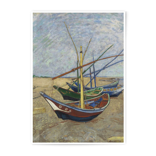 Fishing Boats on The Beach Photographic Print, Van Gogh Art, Seascape Art, Impressionism Painting, Fine Art Print - Tawshia
