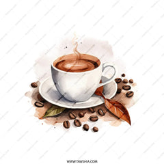 Coffee Cup Tote Bag, Watercolor Coffee Art Bag, Coffee Lover Gift, Cafe Tote, Morning Coffee Bag, Stylish Tote Bag, Coffee Beans Design - Tawshia