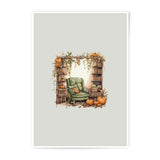 Cozy Autumn Reading Nook Photographic Prints, Fall Decor Wall Art, Pumpkin Harvest Home Illustration, Reading Room Decor, Bookworm Gift - Tawshia