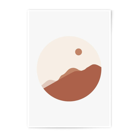 Minimalist Mountain Photographic Print, Abstract Landscape Wall Art, Boho Home Decor, Circle Art, Desert Mountain Art Print, Sun Art - Tawshia