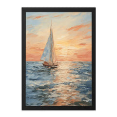 Sailing Boat Wall Art, Ocean Sunset Painting, Coastal Decor, Nautical Wall Art, Sailboat Artwork, Seascape Art Print - Tawshia