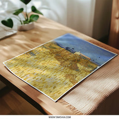 Wheatfield with Stacks Photographic Print, Van Gogh Fine Art, Famous Painting Photography, Farmhouse Decor, Landscape Wall Art - Tawshia