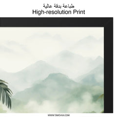 Tropical Wall Art, Jungle Landscape Print, Misty Mountain Wall Decor, Palm Tree Painting, Nature Art Print, Exotic Decor - Tawshia