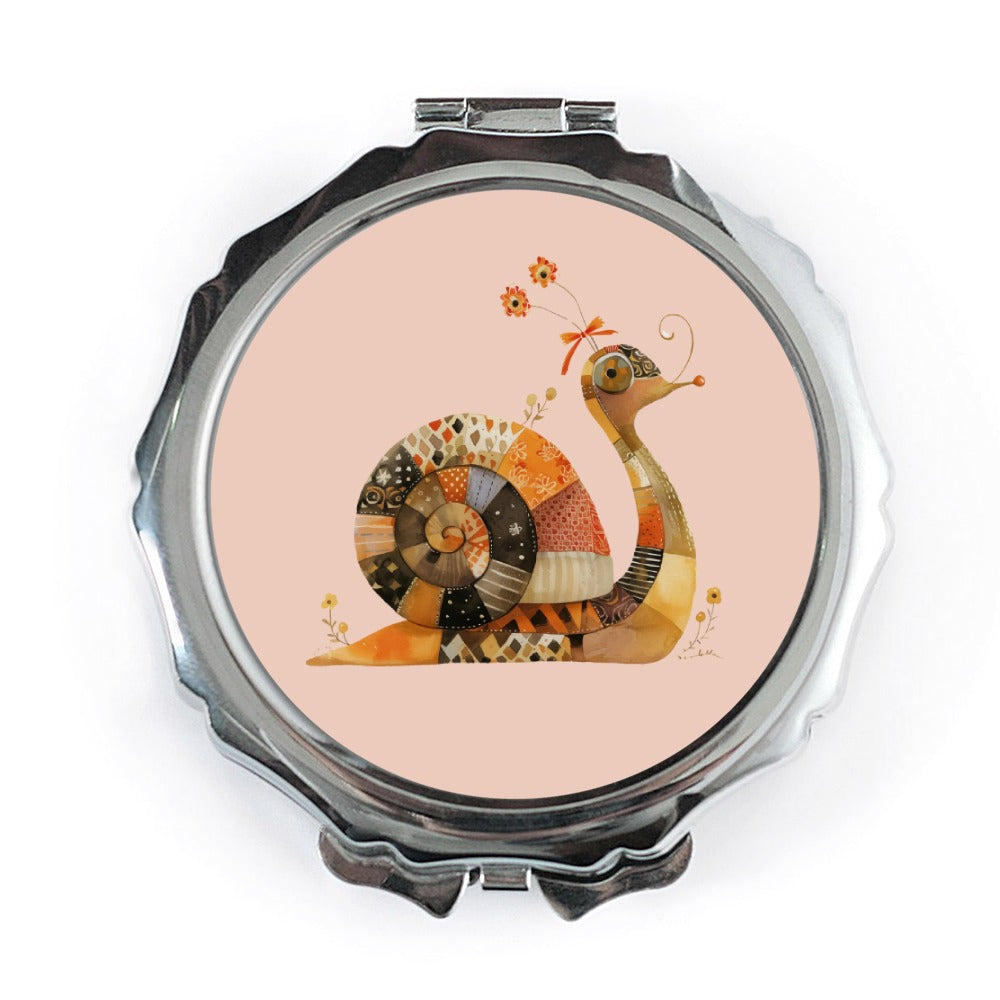 Snail Pocket Mirror, Cute Animal Compact Mirror, Artistic Pocket Mirror, Unique Handbag Mirror, Travel Mirror, Gift for Her - Tawshia