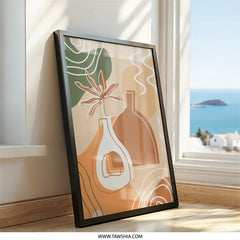 Abstract Vase Wall Art, Botanical Print, Neutral Tones Art, Minimalist Wall Decor, Modern Home Decor, Living Room Art, Trendy Art - Tawshia