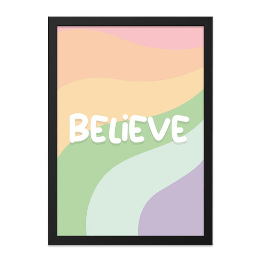 Believe Wall Art, Pastel Colors Print, Inspirational Decor, Modern Art Print, Motivational Art, Home Decor Gift, Positivity Wall Art - Tawshia
