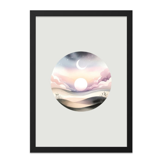 Celestial Moon Wall Art, Pastel Sky Print, Dreamy Landscape, Modern Art Print, Minimalist Decor, Home Decor, Nature Inspired Artwork - Tawshia