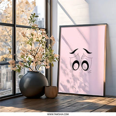 Cartoon Eyes Wall Art, Expressive Art Print, Minimalist Home Decor, Funny Character Art, Unique Gift Idea, Quirky Wall Hanging - Tawshia