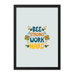 Bee Strong Work Hard Wall Art, Motivational Quote Print, Positive Affirmation Decor, Inspirational Gift, Home Office Art, Cute Bee Design - Tawshia