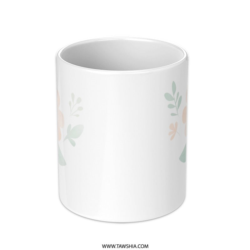 Cute Flower Mug, Floral Design Mug, Happy Face Mug, Gift Mug, Coffee Mug, Tea Mug, Whimsical Mug, Botanical Mug, Office Mug, Home Decor Mug - Tawshia